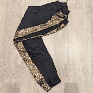 Xhilaration Black Joggers with Gold Sequin Side Stripes